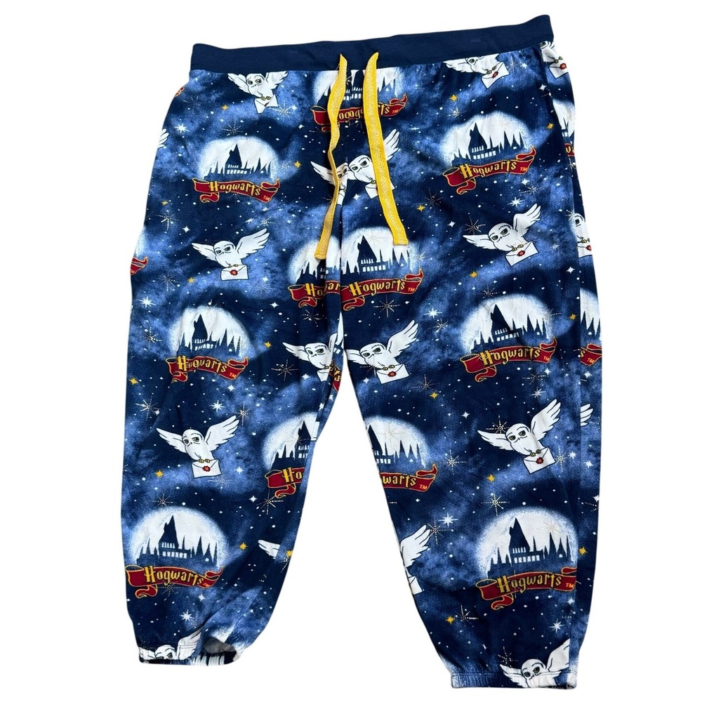 HARRY POTTER Women's 2X Blue Wizarding World Hogwarts Hedwig Owl Pajama Pants